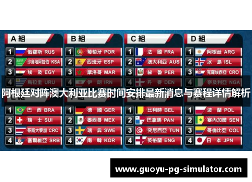 阿根廷对阵澳大利亚比赛时间安排最新消息与赛程详情解析 阿根廷对阵澳大利亚比赛时间安排最新消息与赛程详情解析
